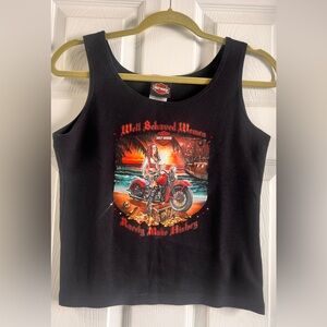 Vintage Y2K Harley-Davidson Black Tank Top Motorcycle Graphic Grand Cayman